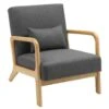 CLP Fauteuil Hibbing Natura Frame - Hout - Donkergrijs -VIDAXL Winkel 1000164208