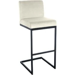 CLP Barkruk Hopewell Zwart Frame - Fluweel - Creme