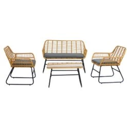 Tuinset Van Rotan En Metaal In Grijs