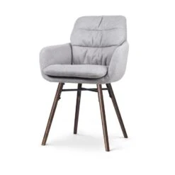 Nolon Nena-Mia Eetkamerstoel Grijs - Met Armleuning - Walnoot