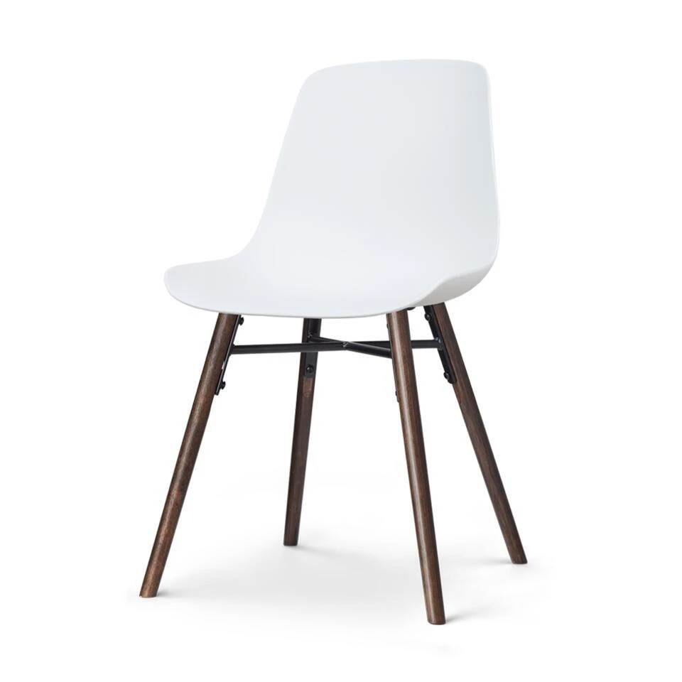 Nolon Nena-Pip Eetkamerstoel Wit - Kunststof - Walnoot Poten 1 Nolon Nena-Pip Eetkamerstoel Wit - Kunststof - Walnoot Poten