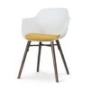 Nolon Nena-Liz Eetkamerstoel Wit - Okergeel Kussen - Walnoot -VIDAXL Winkel 1000168370
