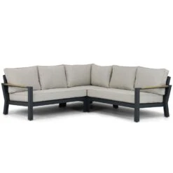 Hoek Loungeset 5 Personen Aluminium/Polywood (teakfinish) Grijs Lifestyle