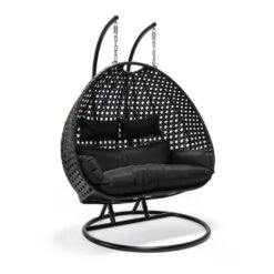 Merkloos HOME DELUXE Polyrotan Hangstoel TWIN Zwart Pure