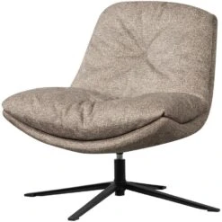 WOOOD Arve Draaifauteuil - Bedrukte Stof - Naturel Melange - 86x82x87