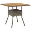 VidaXL - Tuintafel Met Acaciahouten Blad - Grijs - Poly Rattan - 80 X 80 X 75 Cm -VIDAXL Winkel 1000170686