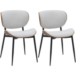 CLP Set Van 2 Eetkamerstoel Enid Stof - Walnoot/creme