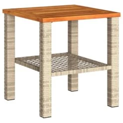 VidaXL - Loungetafel Met Opbergruimte - Beige - Poly Rattan En Hout - 40x40x42cm