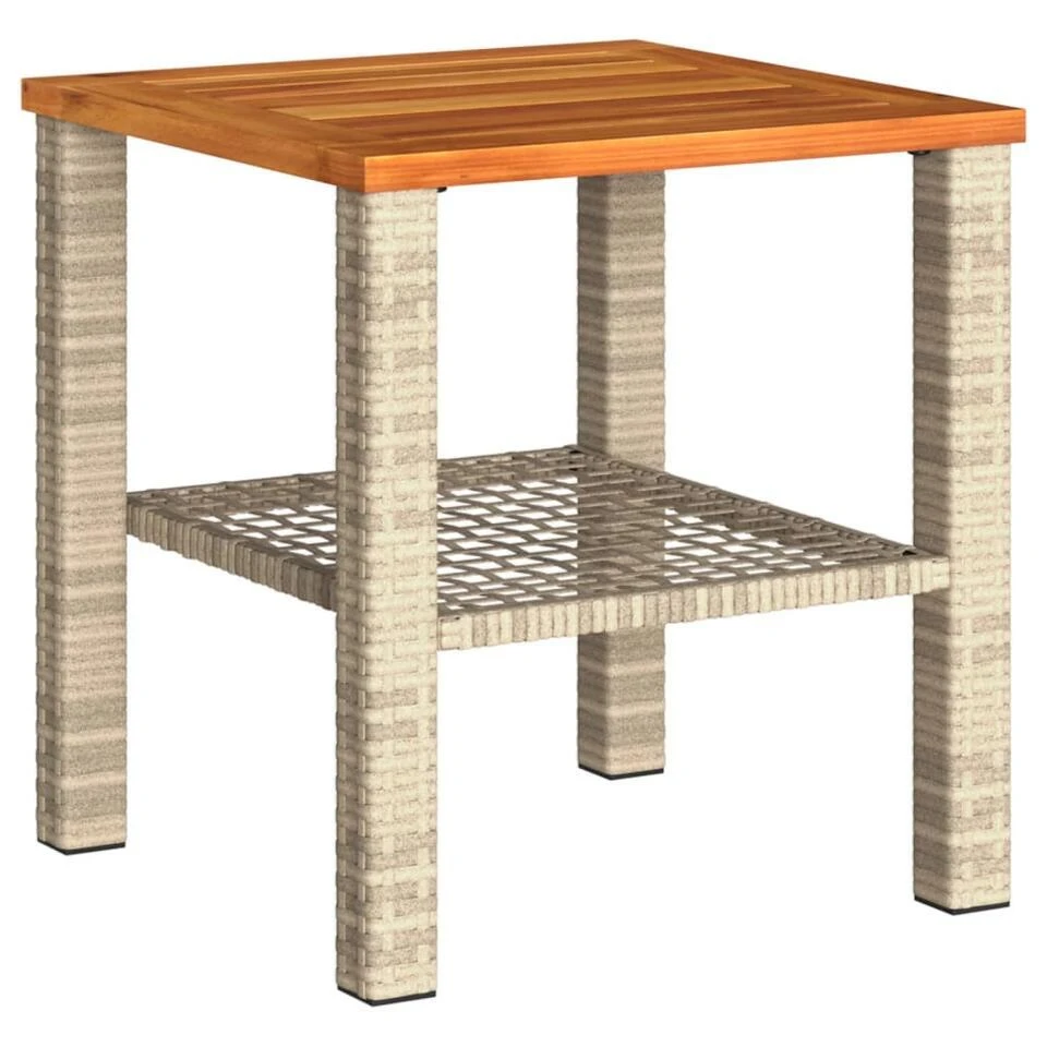 VidaXL - Loungetafel Met Opbergruimte - Beige - Poly Rattan En Hout - 40x40x42cm 1 VidaXL - Loungetafel Met Opbergruimte - Beige - Poly Rattan En Hout - 40x40x42cm