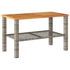 VidaXL - Salontafel Met Opbergruimte - Grijs - Poly Rattan En Hout - 70x38x42 Cm