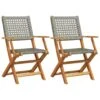 VidaXL - Tuinstoelen - Grijs - Massief Acaciahout En Poly Rattan - 2 Stuks -VIDAXL Winkel 1000172598