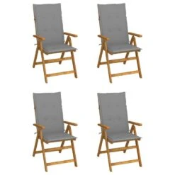 VidaXL - Verstelbare Tuinstoelen - Grijs - Acaciahout - 4 Stuks - 120x50x3 Cm