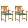 VidaXL - Tuinstoelen Met Kussens - Blauw - Massief Acaciahout - 2 Stuks
