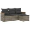 VidaXL 4-zits Loungeset Met Kussens En Kruk - Grijs - Poly Rattan -VIDAXL Winkel 1000172782