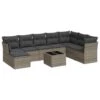 VidaXL 9-delige Loungeset Met Kussens & Tuintafel - Grijs - Poly Rattan -VIDAXL Winkel 1000172796