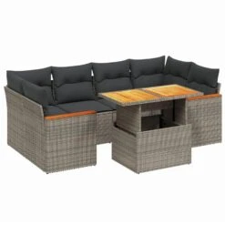 VidaXL Loungeset 6 Zits Met Kussens En Verstelbaar Salontafel - Gris - 7 Stuks