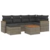 VidaXL 7-delige Loungeset Kussens - Hout Armsteun & Salontafel - Grijs