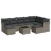 VidaXL Loungeset Met Kussens En Tuintafel - Grijs - Poly Rattan - 10 Stuks -VIDAXL Winkel 1000172856
