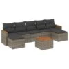 VidaXL Loungeset Voor 7 Met Kussens En Salontafel - Gris - Poly Rattan - 8 Stuks