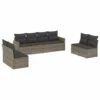 VidaXL 8-delige Loungeset Met Kussens En Hout Armsteun - Grijs - Poly Rattan -VIDAXL Winkel 1000172869