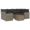 VidaXL 7-delige Loungeset Met Kussens - Hout Armsteun & Salontafel - Grijs -VIDAXL Winkel 1000172881