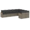 VidaXL Loungeset Met Kussens & Hout Armsteun Voor 9 - Grijs - Poly Rattan -VIDAXL Winkel 1000172892