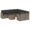 VidaXL 9-delige Loungeset Met Kussens En Hout Armsteun - Grijs - Poly Rattan -VIDAXL Winkel 1000172903
