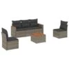 VidaXL 6-delige Loungeset Met Kussens - Hout Armsteun & Salontafel - Grijs -VIDAXL Winkel 1000172908