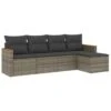 VidaXL 5-delige Loungeset Met Kussens En Kruk - Hout Armsteun - Grijs -VIDAXL Winkel 1000172918