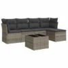 VidaXL Loungeset Met Kussens & Tuintafel - Grijs - Poly Rattan - 6 Stuks -VIDAXL Winkel 1000172923
