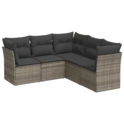 VidaXL 5-delige Loungeset Met Kussens Voor 5 Personen - Grijs - Poly Rattan