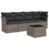 VidaXL 4-delige Loungeset Met Kussens En Tuintafel - Grijs - Poly Rattan -VIDAXL Winkel 1000172950