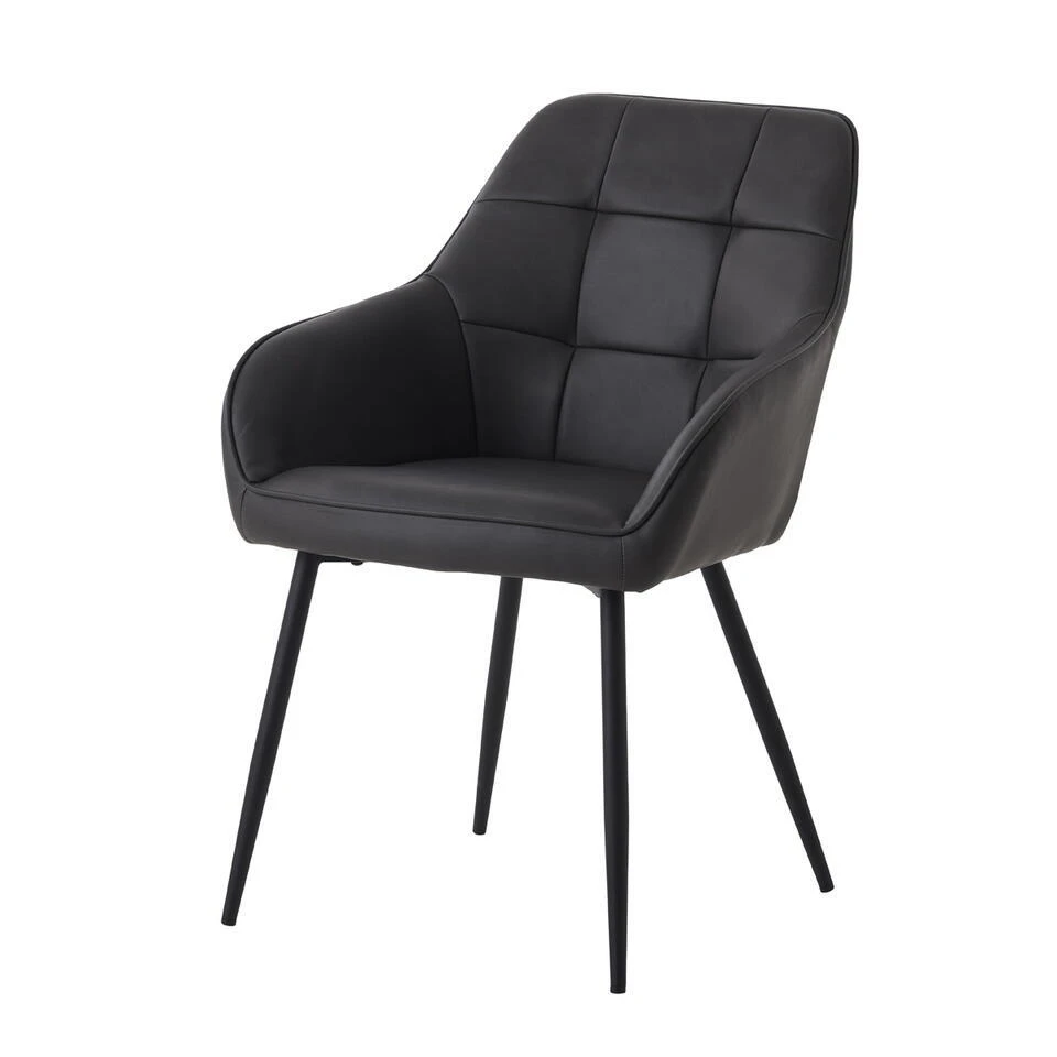 Eetkamerstoel Donkergrijs PU Leer - Nolan - Set Van 2 1 Eetkamerstoel Donkergrijs PU Leer - Nolan - Set Van 2