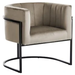 LARVIK II - Fauteuil - Taupe - Fluweel