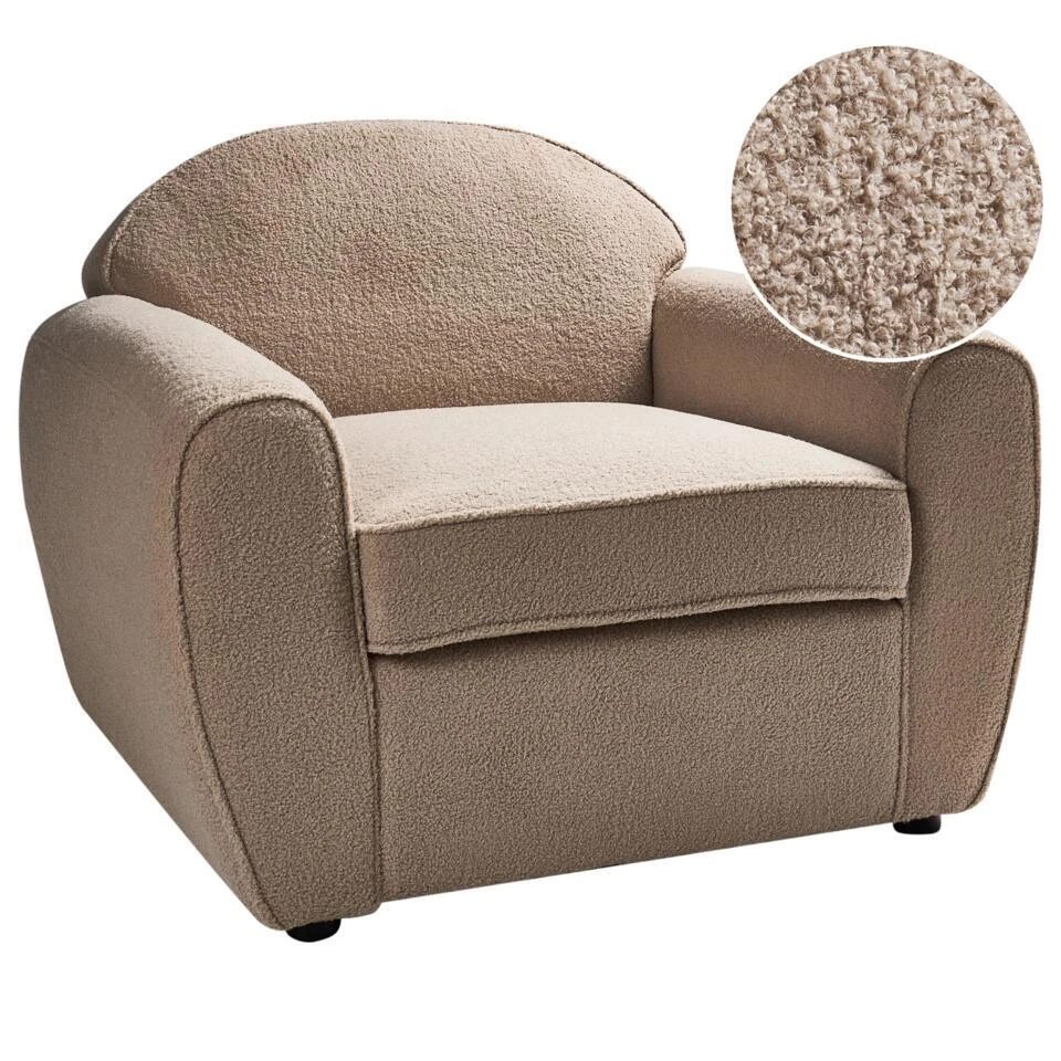 ELLEDE - Fauteuil - Lichtbruin - Bouclé 1 ELLEDE - Fauteuil - Lichtbruin - Bouclé