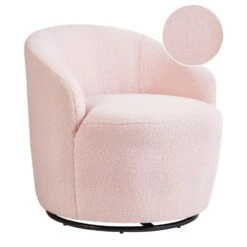 DAVIK - Fauteuil - Pastelroze - Bouclé