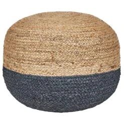 DUKI - Poef - Marineblauw - 50 Cm - Jute