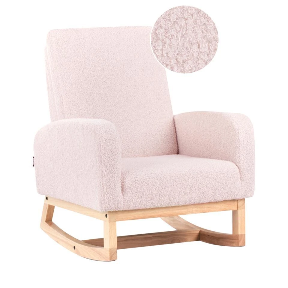 NORBY - Schommelstoel Voor Kinderen - Pastelroze - Bouclé 1 NORBY - Schommelstoel Voor Kinderen - Pastelroze - Bouclé