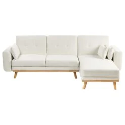 KAARINA - Hoekbank - Wit - Linkszijdig - Polyester