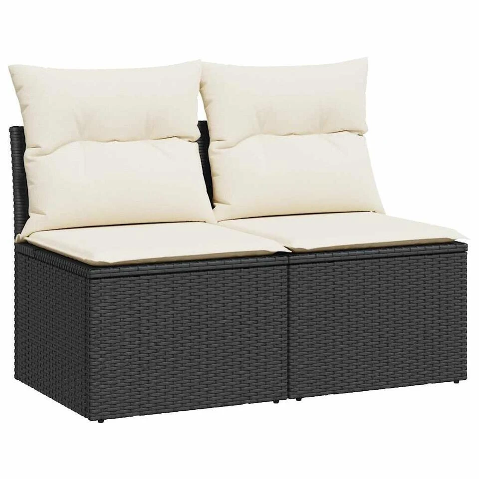 VidaXL Loungebank 2 Zits Met Crème Kussens Poly Rattan - Zwart 110x62x69 Cm 1 VidaXL Loungebank 2 Zits Met Crème Kussens Poly Rattan - Zwart 110x62x69 Cm