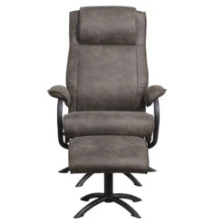 Relaxfauteuil Vincent Incl. Hocker - Stof Preston - Antraciet 5 Relaxfauteuil Vincent Incl. Hocker - Stof Preston - Antraciet -VIDAXL Winkel 10209894 0101