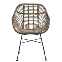 Eetkamerstoel Julan - Rotan/metaal - Bruin