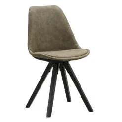 Eetkamerstoel Senja - Stof - Groen - Zwart Hout