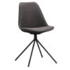 Eetkamerstoel Senja - Stof - Antraciet - Zwart Metaal