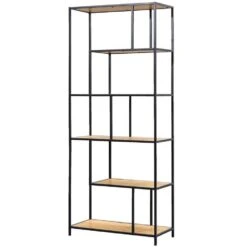 Boekenkast Jaxx - Zwart/naturel - 185x77x35 Cm -VIDAXL Winkel 10600665 0301