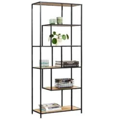 Boekenkast Jaxx - Zwart/naturel - 185x77x35 Cm -VIDAXL Winkel 10600665 0330