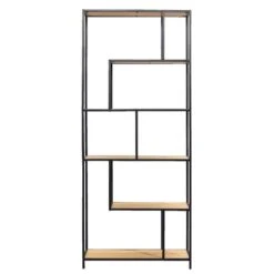 Boekenkast Jaxx - Zwart/naturel - 185x77x35 Cm