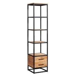 Boekenkast Logan Incl. Lades - Mangohout - 180x40x40 Cm -VIDAXL Winkel 10609802 0300