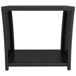 VidaXL - Salontafel Met Glazen Blad - Zwart - Poly Rattan - 45x45x40 Cm -VIDAXL Winkel 10ebe3024772464c8593148a6aad3de2