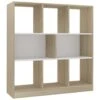 VidaXL Boekenkast 97,5x29,5x100 Cm Bewerkt Hout Wit En Eikenkleurig -VIDAXL Winkel 1103550665